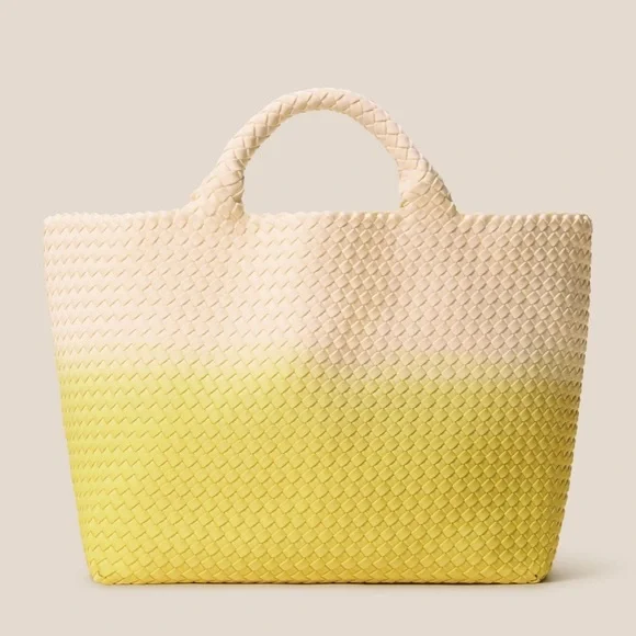 Naghedi St. Barths Medium Handwoven Dip Dyed Tote Bag with pouch. NWT - Picture 10 of 14